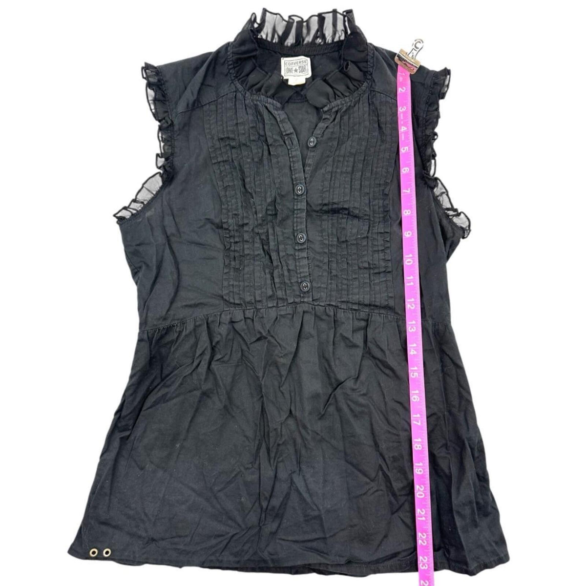 Converse One Star Black Top with Ruffled Collar and Pintuck PleatsY2K Fairycore