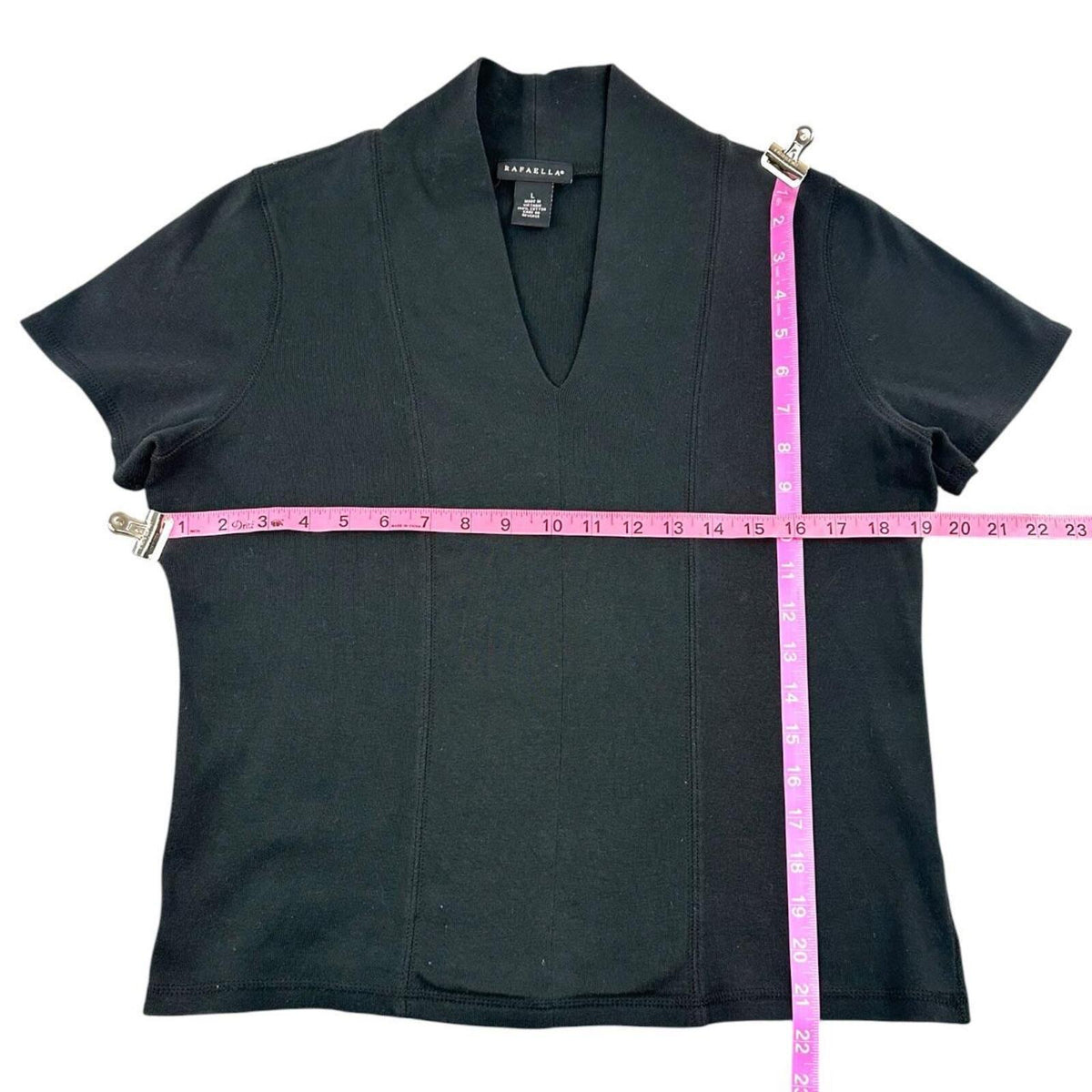 Vintage Rafaella Black V Neck Knit Top