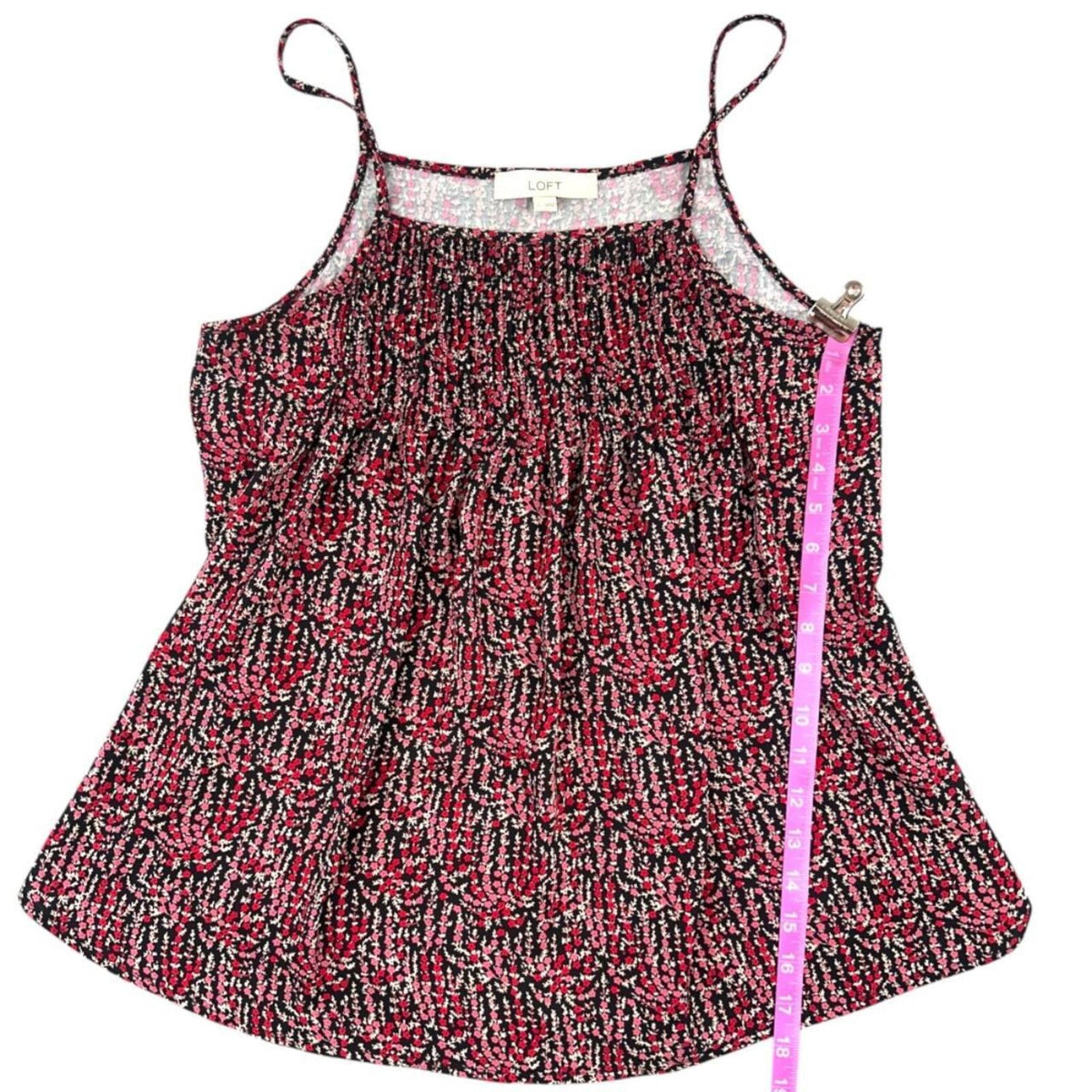 Ann Taylor LOFT Floral Mixed Media Cami Top Red Black Boho