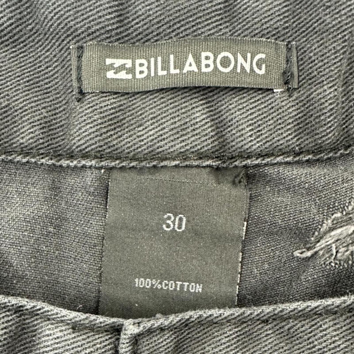 Billabong Distressed Black Denim Shorts Y2K Skater Streetwear Raw Hem