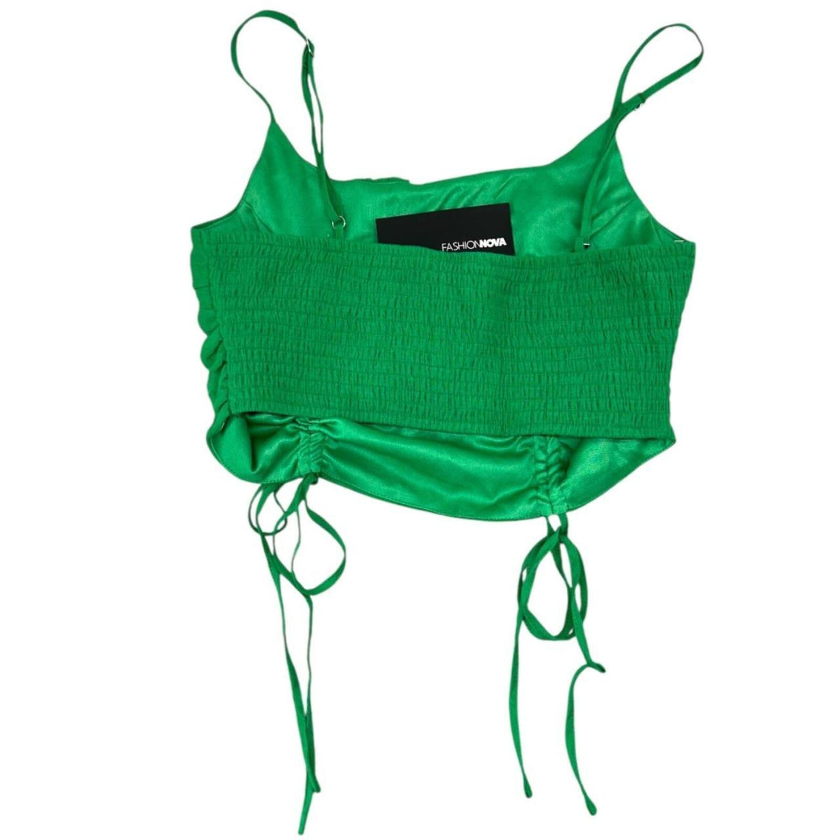 NWT Fashion Nova Green Ruched Drawstring Crop Top