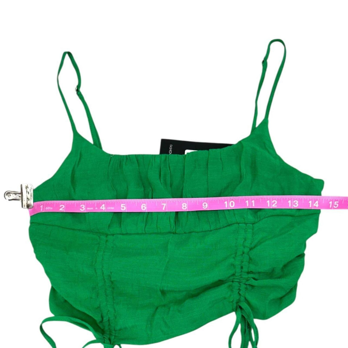NWT Fashion Nova Green Ruched Drawstring Crop Top