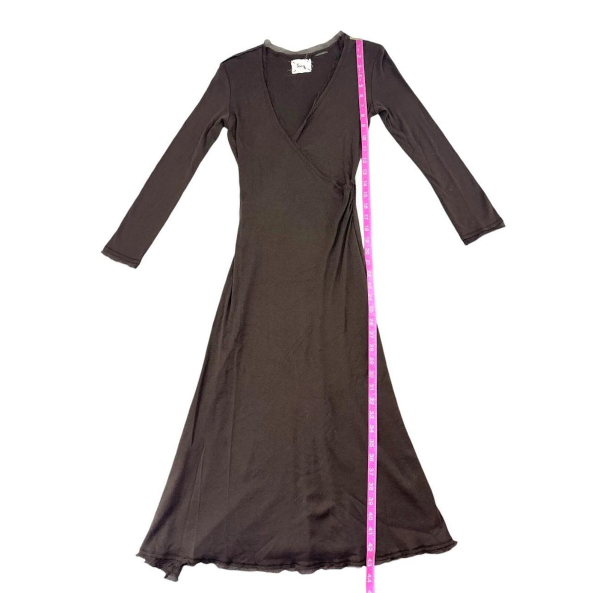 Linq Dark Brown Long Sleeve Wrap Dress Midi Soft Jersey Knit