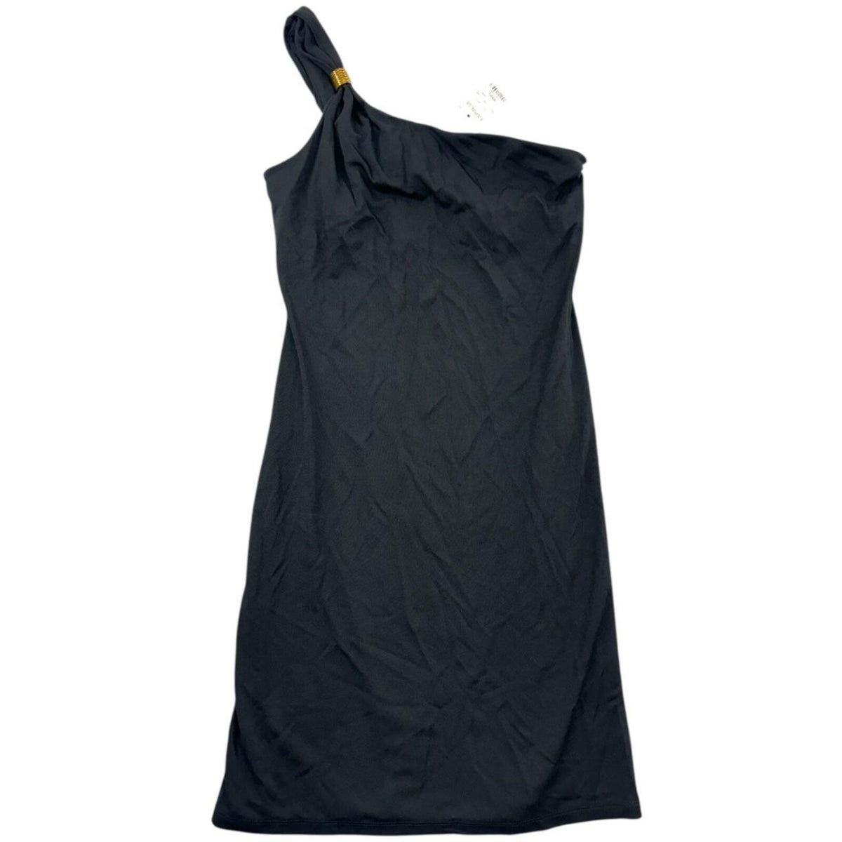 NWT Express One Shoulder Mini Dress Black with Gold Ring Detail