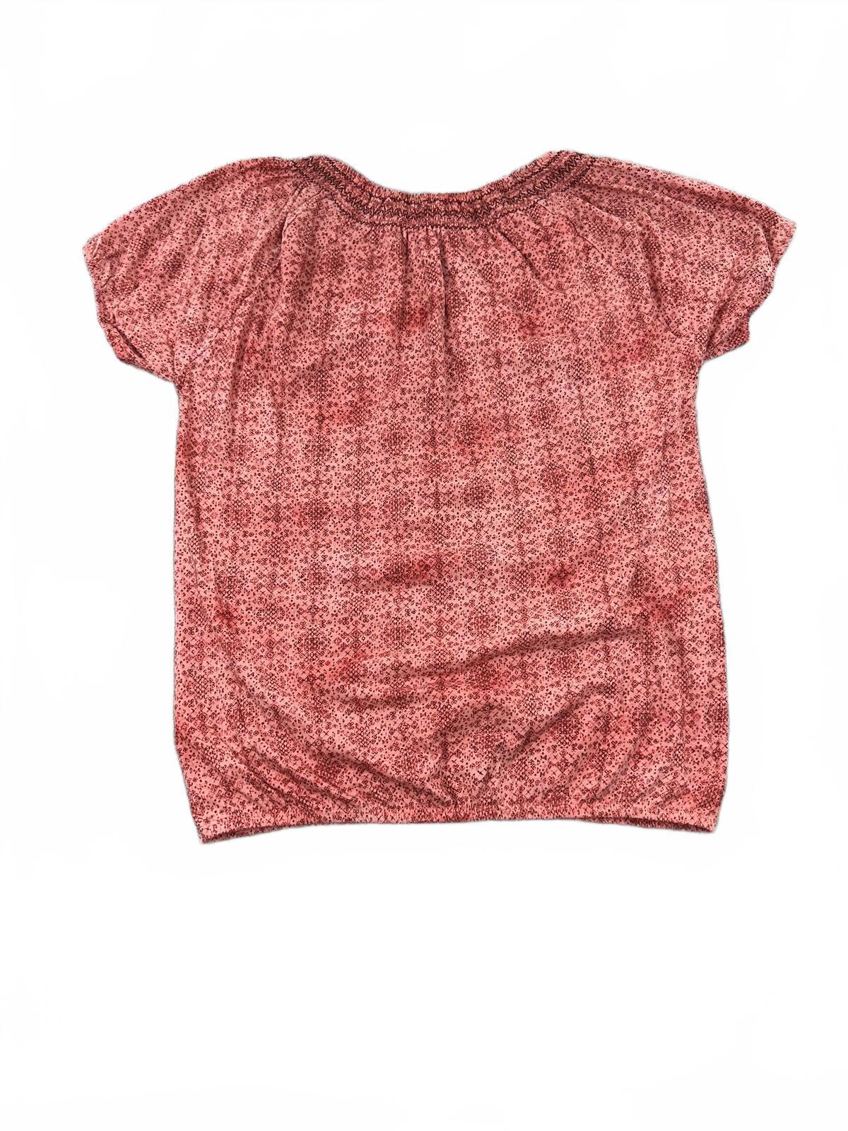 NWT Ruff Hewn Bohemian Coral Embroidered Blouse with Elastic Neckline