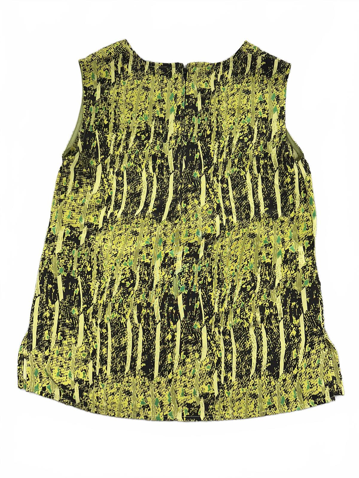 Raffinalla Neon Wasabi Green Abstract Print Sleeveless Tank Top