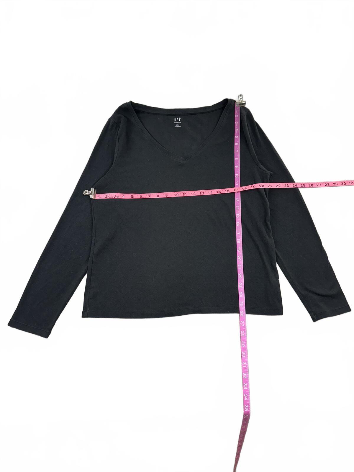 Gap Classic Black V Neck Long Sleeve Shirt Minimalist Casual Top