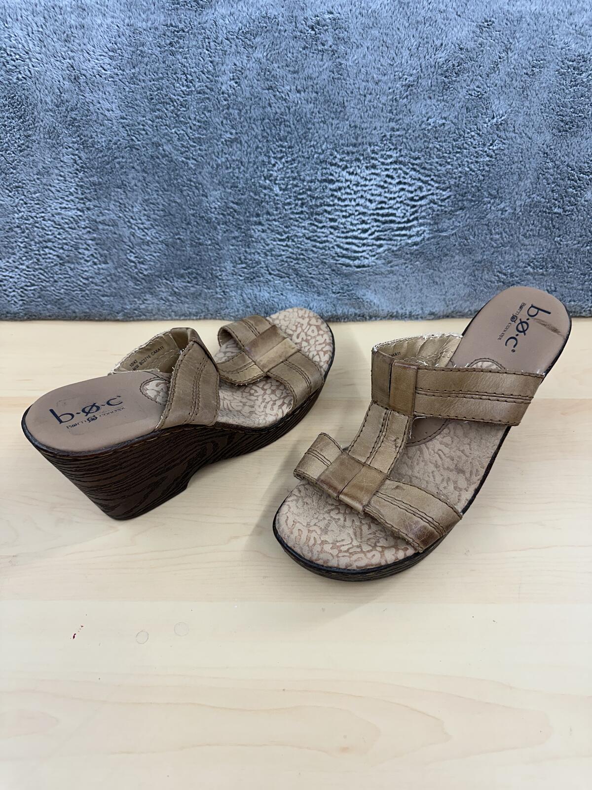 B.O.C. Born Concept Tan Wedge Sandals Casual Boho Summer Shoes