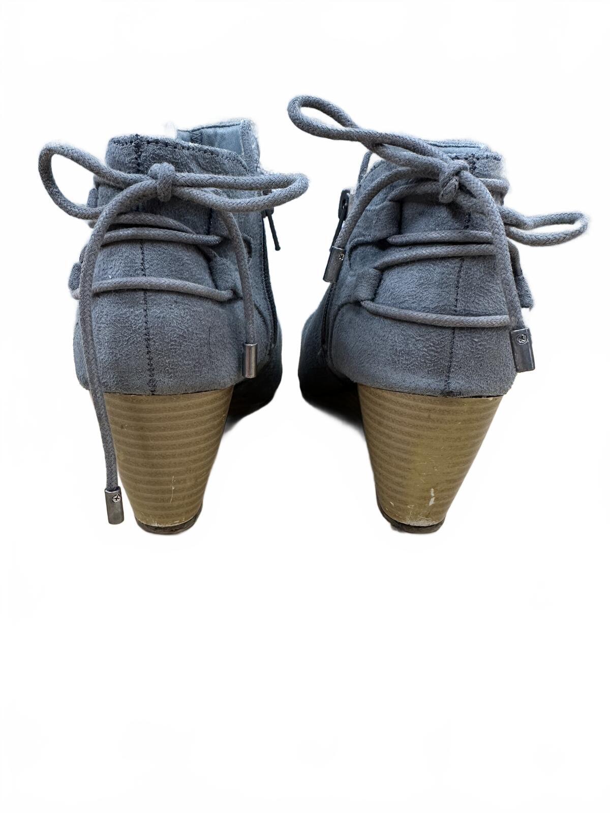Maurices Gray Suede Wedge Ankle Boots with Bow Detail