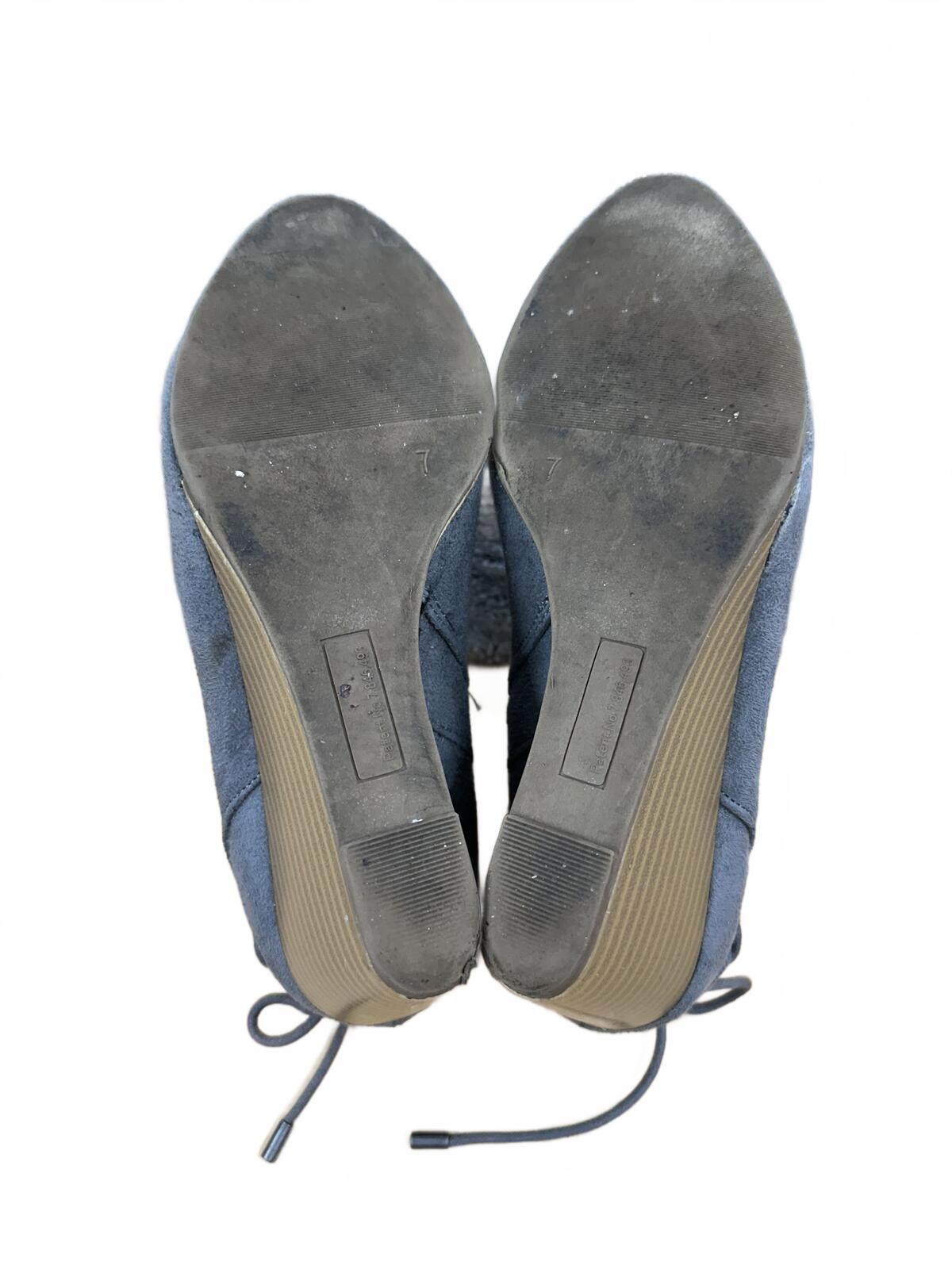 Maurices Gray Suede Wedge Ankle Boots with Bow Detail
