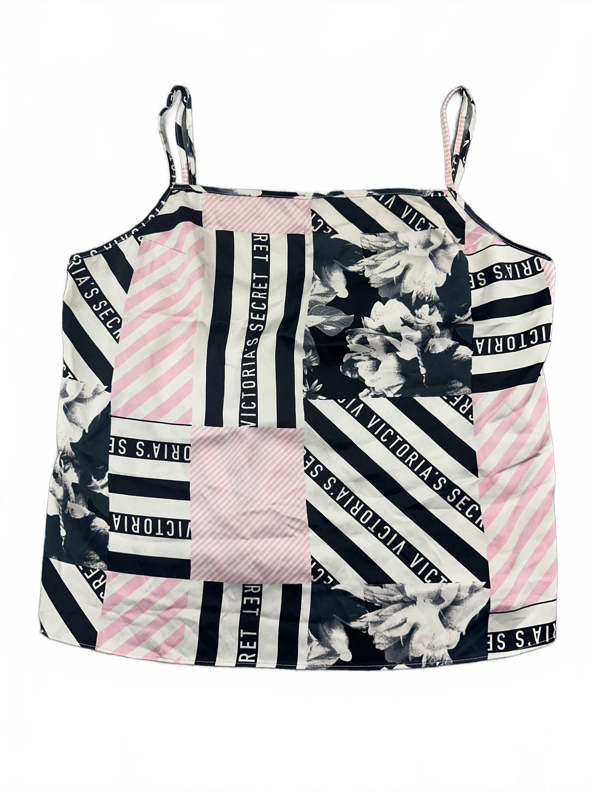 Victoria's Secret Pink and Black Floral Patchwork Cami Top