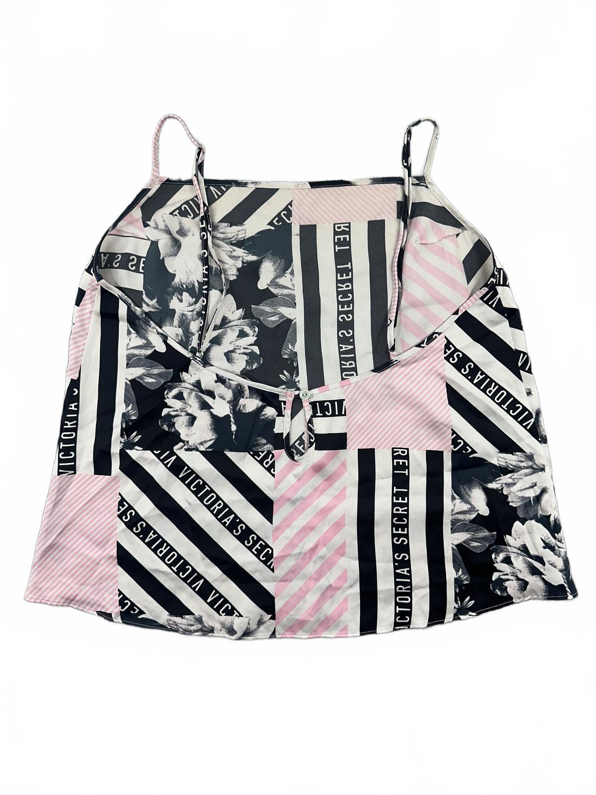 Victoria's Secret Pink and Black Floral Patchwork Cami Top