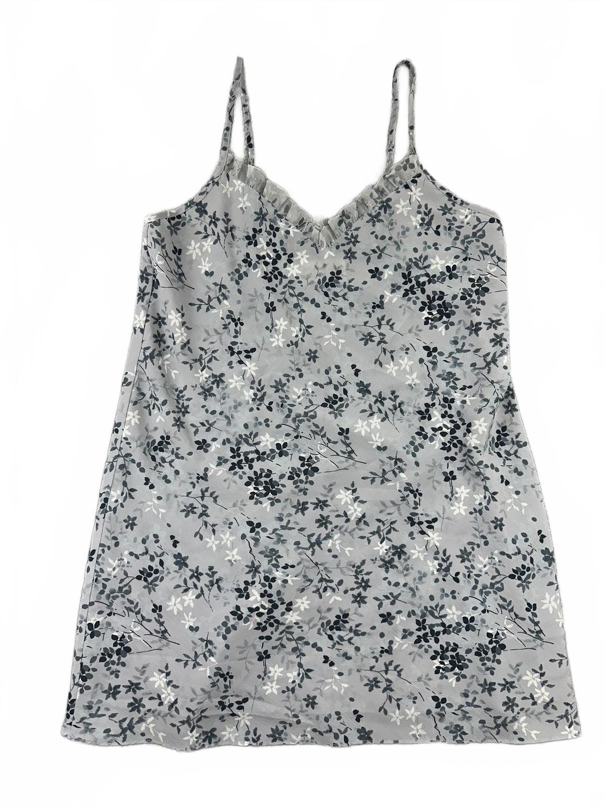 Gilligan & O'Malley Vintage Inspired Floral Slip Dress in Gray Blue