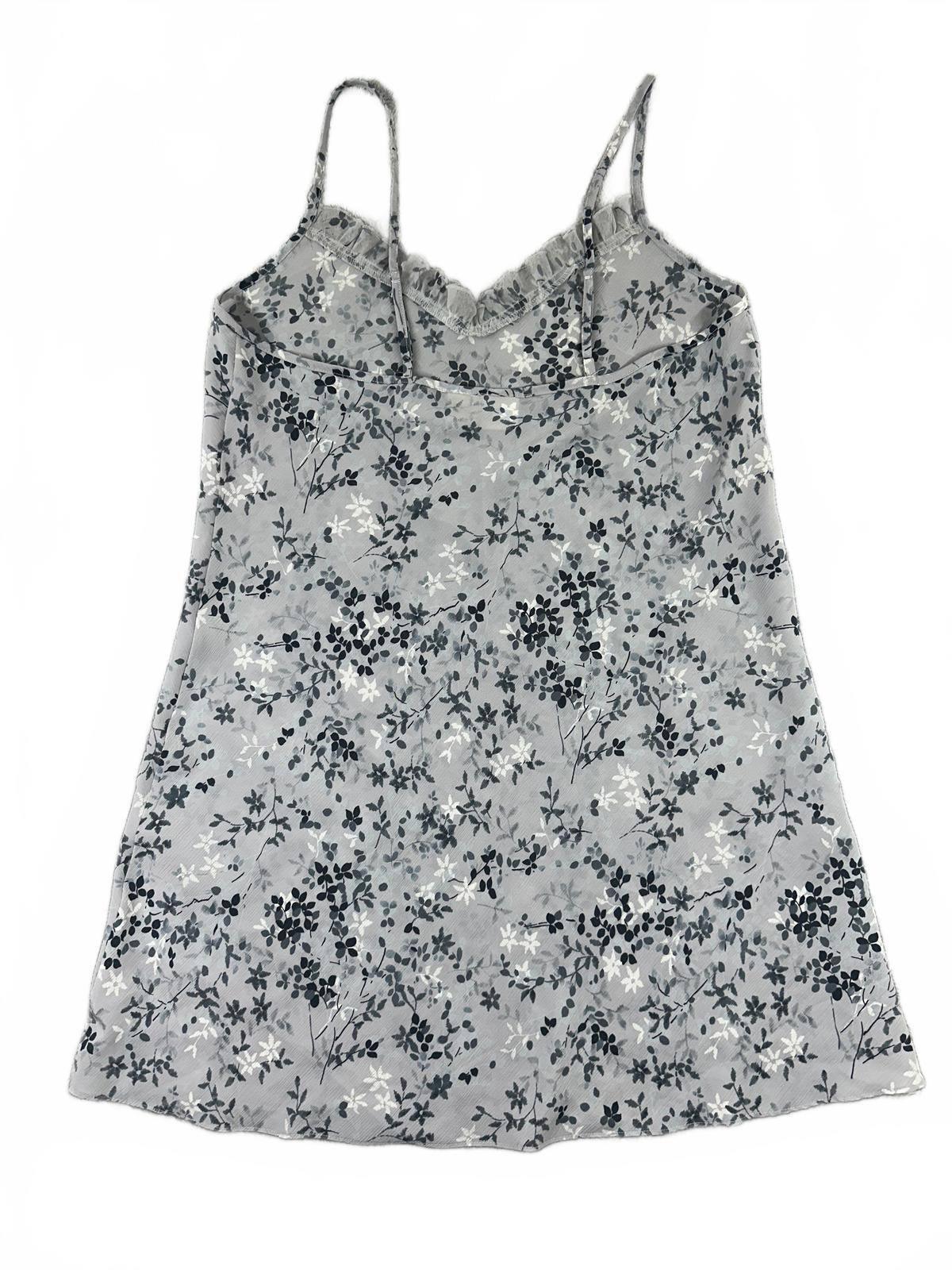 Gilligan & O'Malley Vintage Inspired Floral Slip Dress in Gray Blue