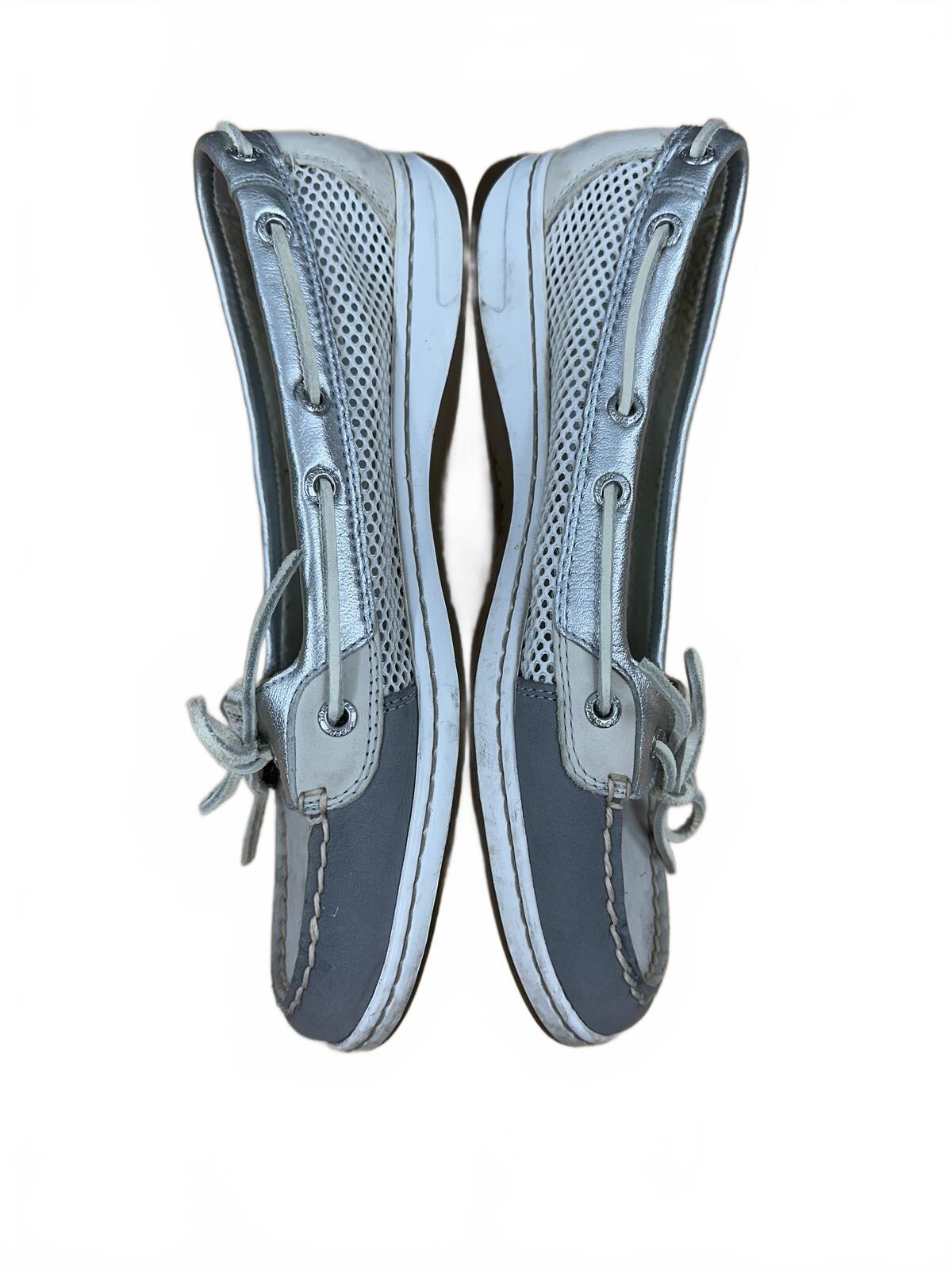 Sperry Two Tone Silver Blue Boat Shoes Classic Nautical Preppy