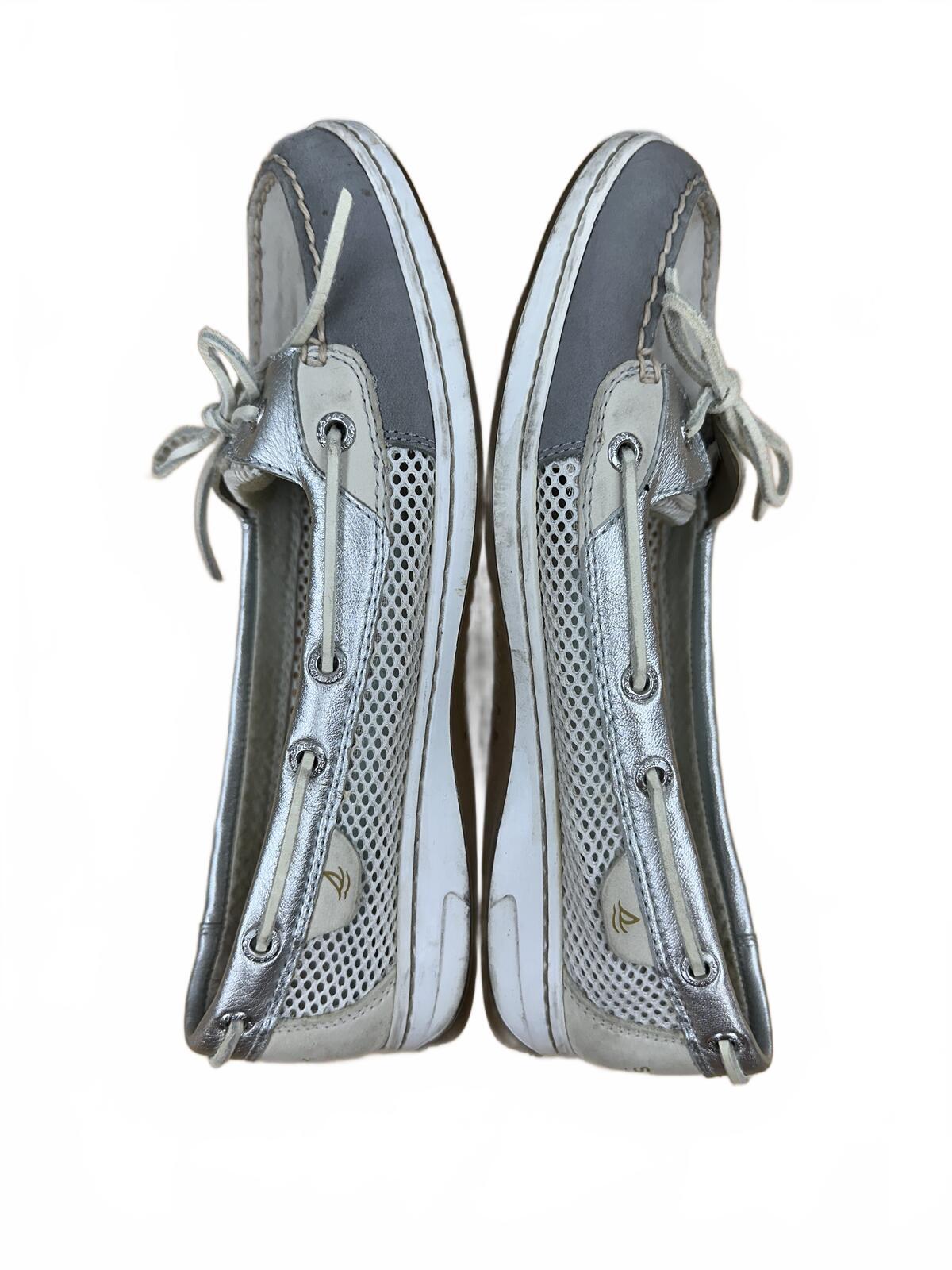 Sperry Two Tone Silver Blue Boat Shoes Classic Nautical Preppy