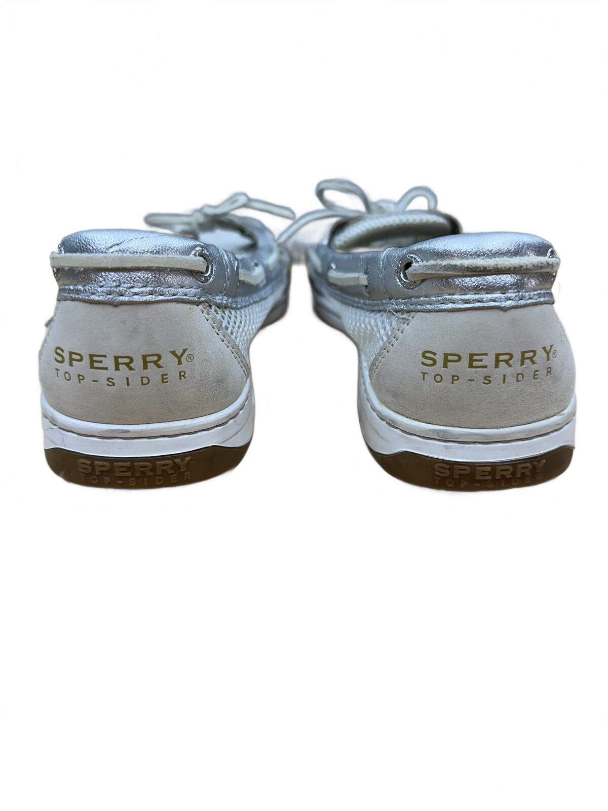 Sperry Two Tone Silver Blue Boat Shoes Classic Nautical Preppy