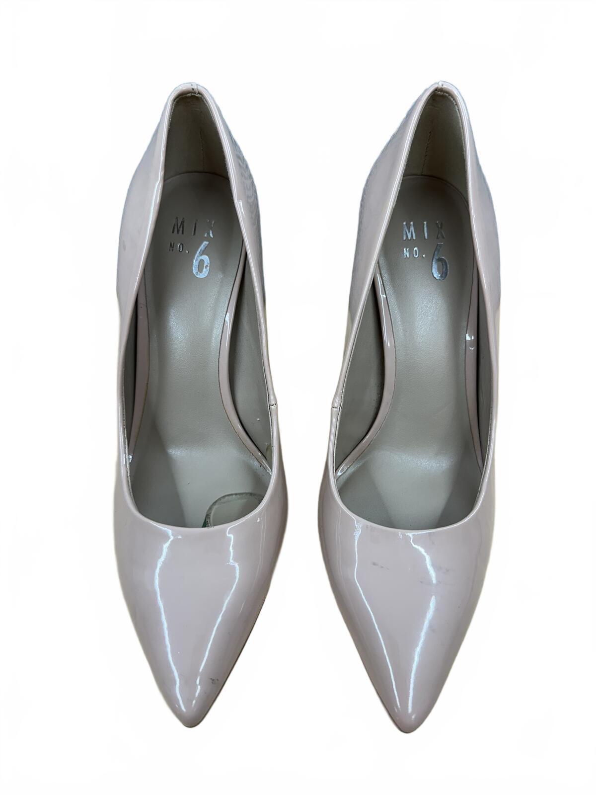 Mix No. 6 Nude Patent Leather Heels Classic Pointed Toe Stiletto