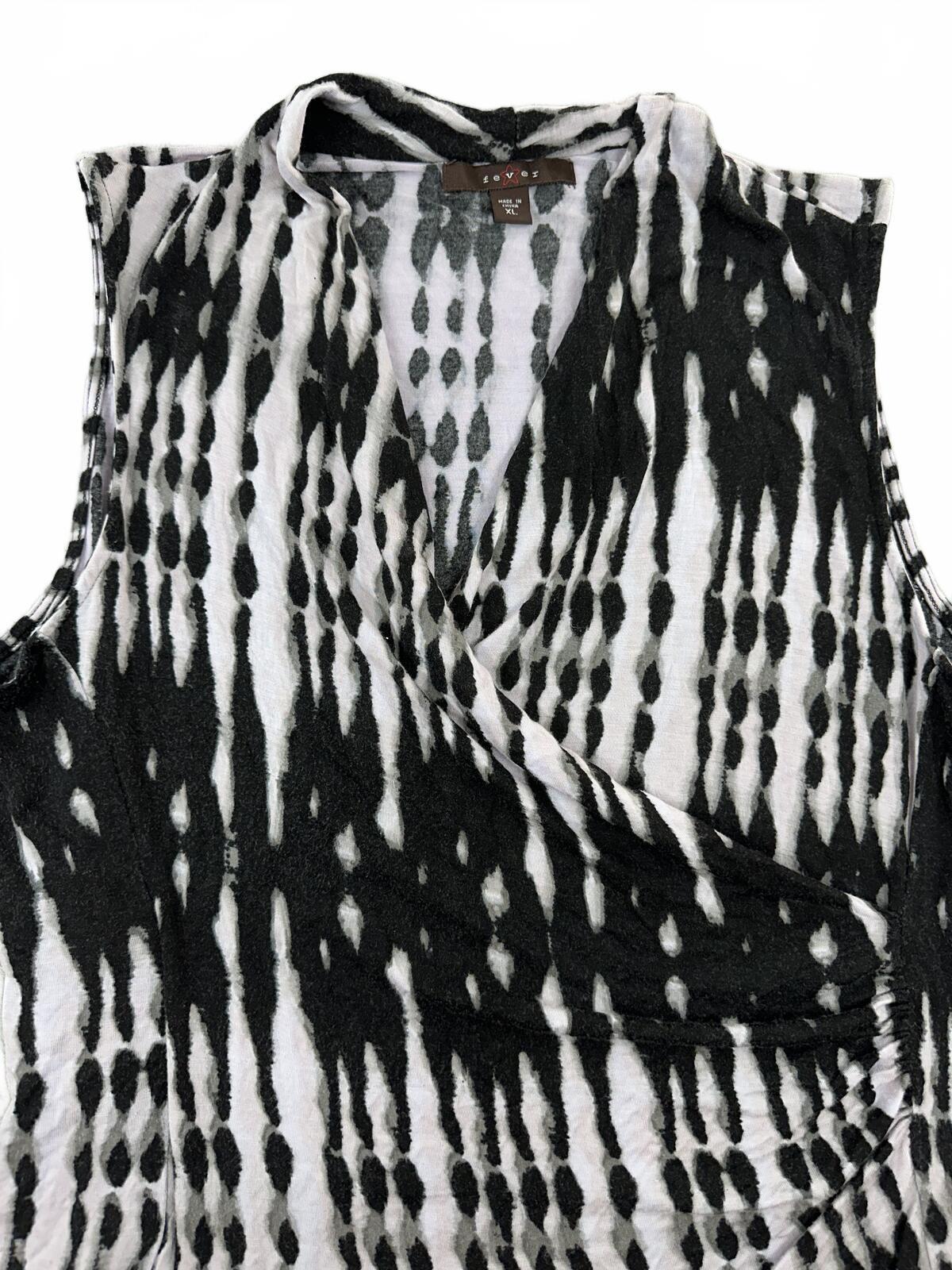 Fever Black and White Tie Dye Sleeveless Top