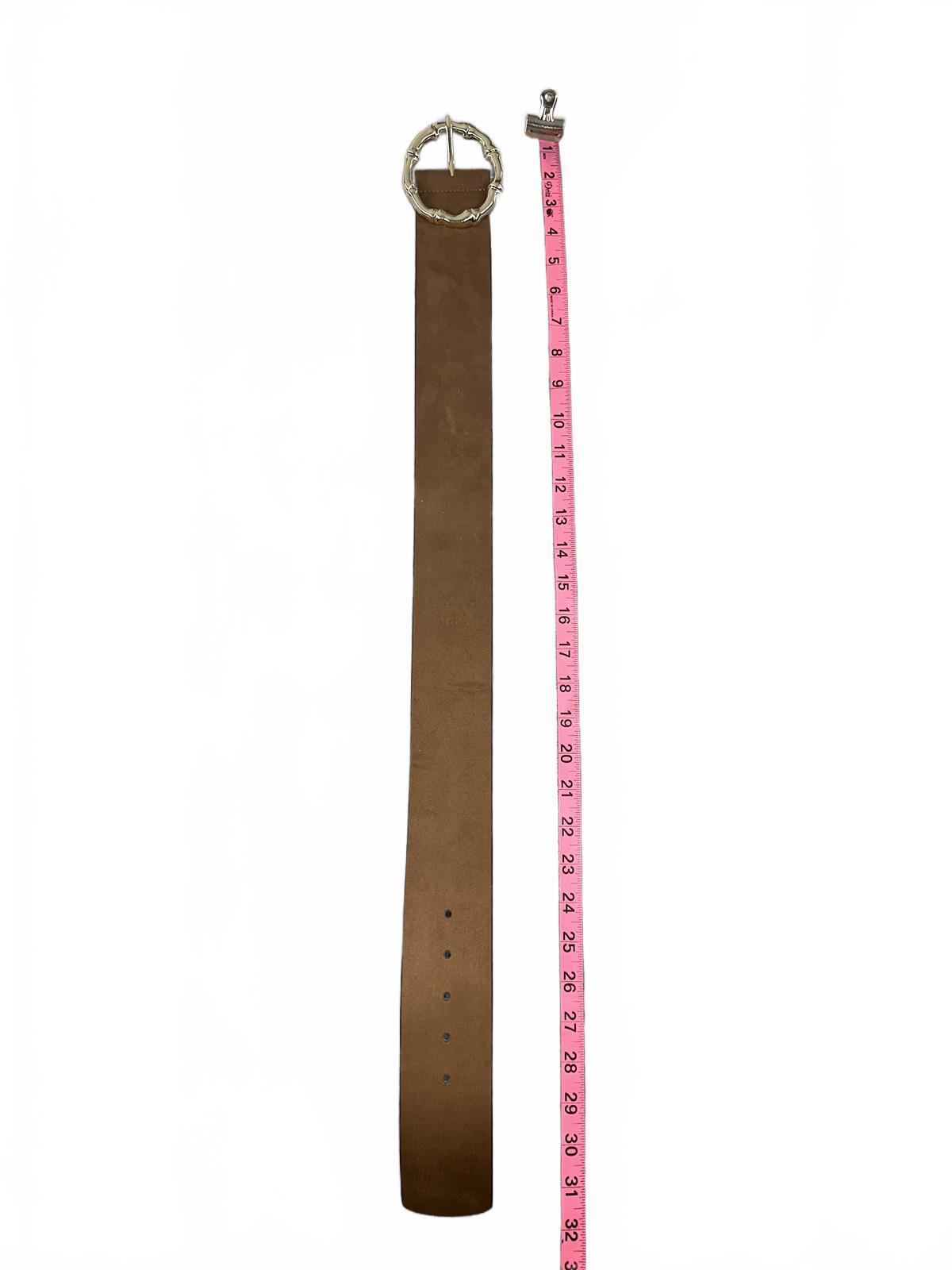 H&M Wide Brown Faux Suede Belt with Gold Bamboo Style Buckle