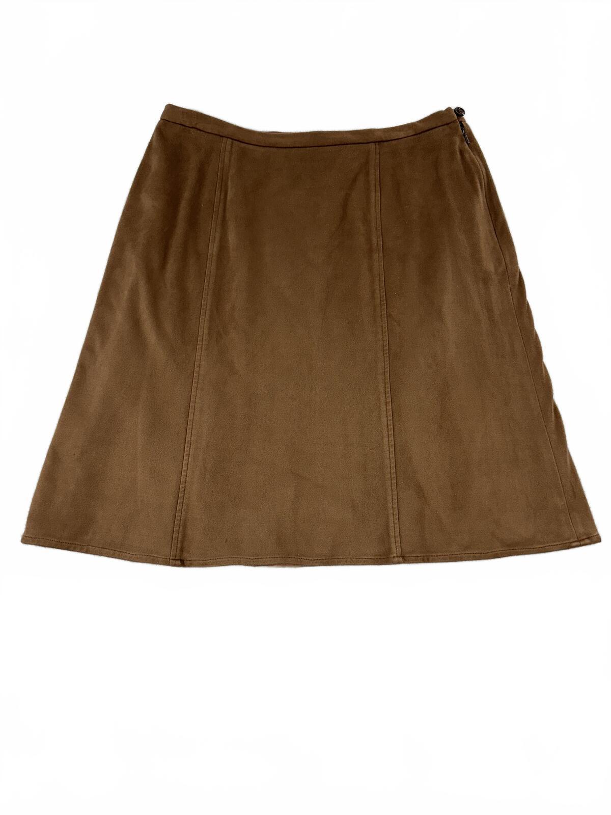 Landmark Brown Faux Suede A Line Skirt Vintage Boho Fall Style