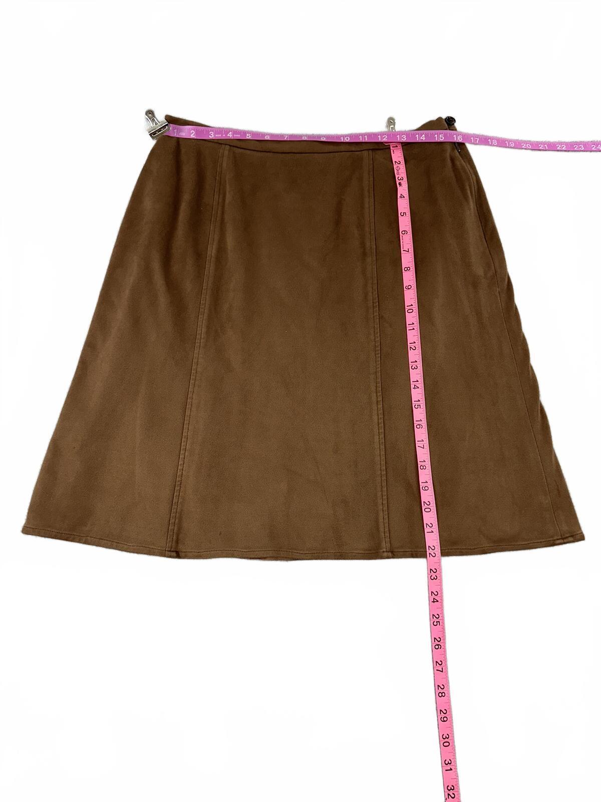 Landmark Brown Faux Suede A Line Skirt Vintage Boho Fall Style