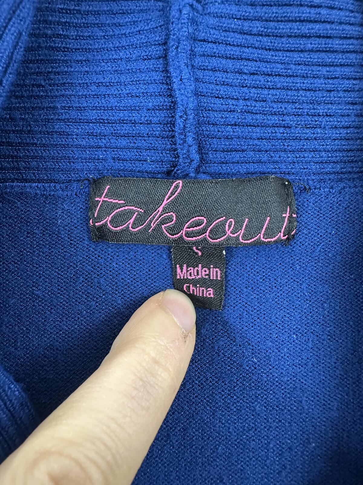 Takeout Blue Short Sleeve Cowl Neck Sweater Top