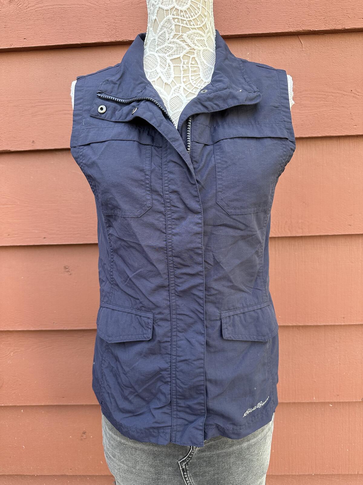 Eddie Bauer Navy Utility Vest Casual Outdoor Layering Piece