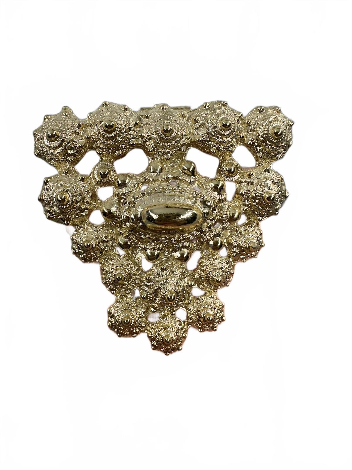 Vintage Peach Stretch Belt with Ornate Gold Clasp