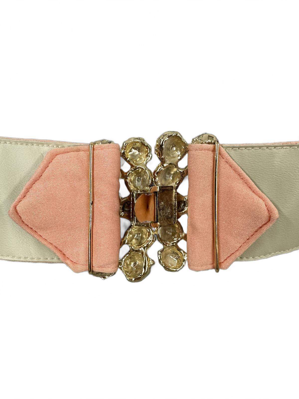 Vintage Peach Stretch Belt with Ornate Gold Clasp