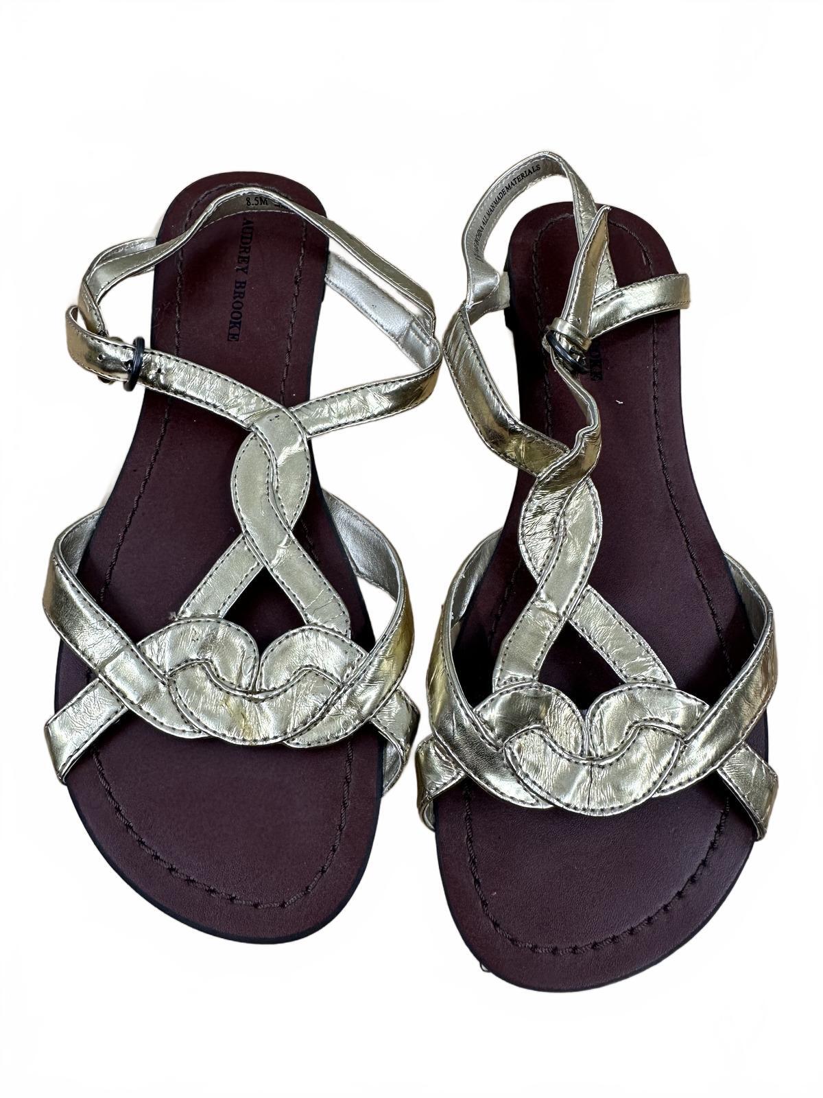 Audrey Brooks Gold Metallic Leather Sandals Casual Luxury Strap