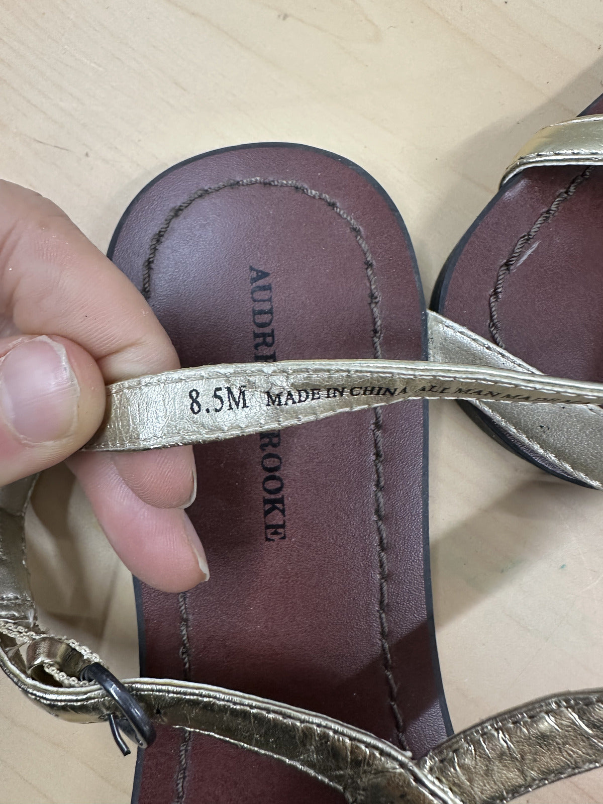 Audrey Brooks Gold Metallic Leather Sandals Casual Luxury Strap