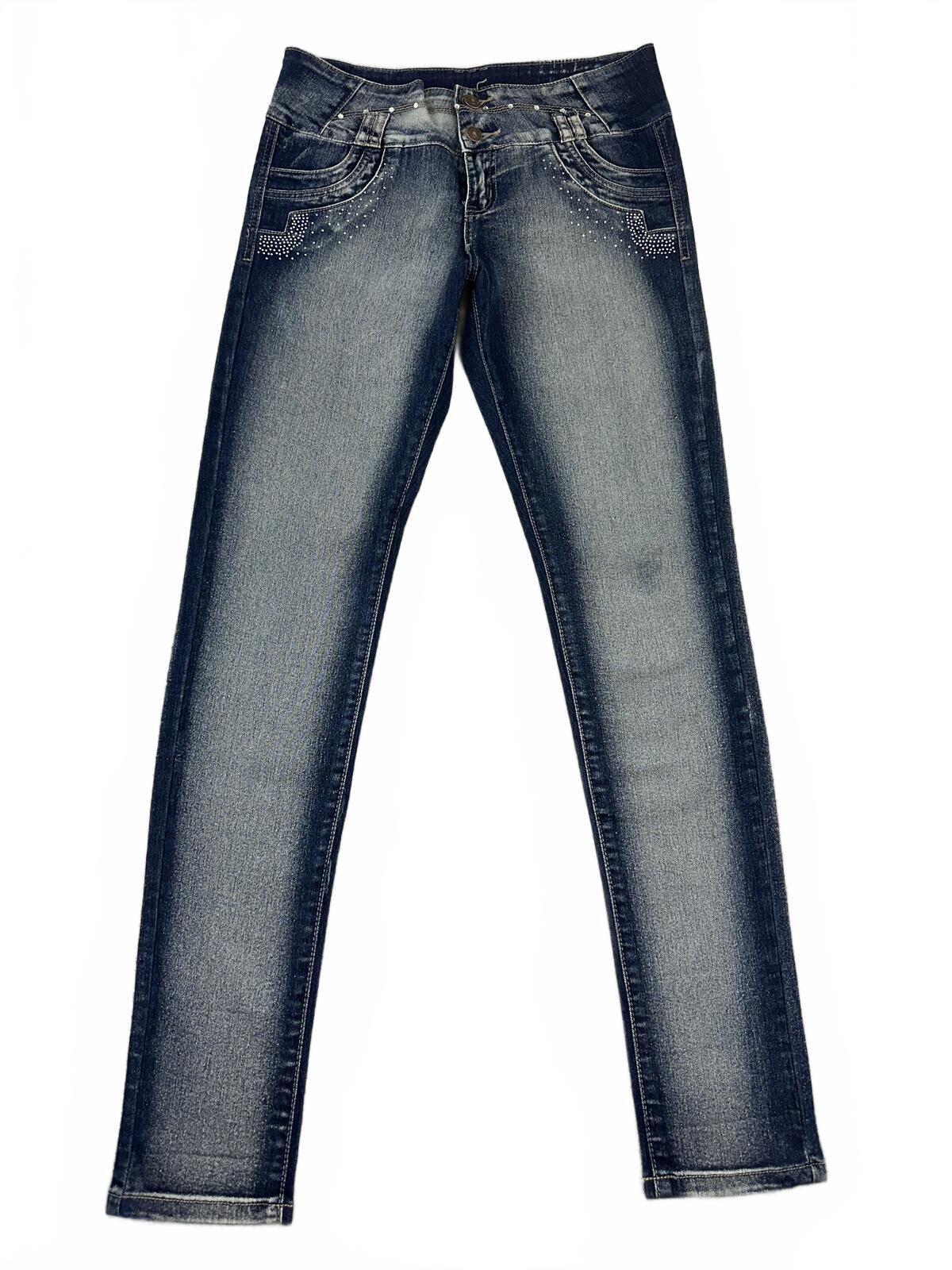 ABM Jeans Dark Wash Skinny Studded Denim Jeans with Silver Accents