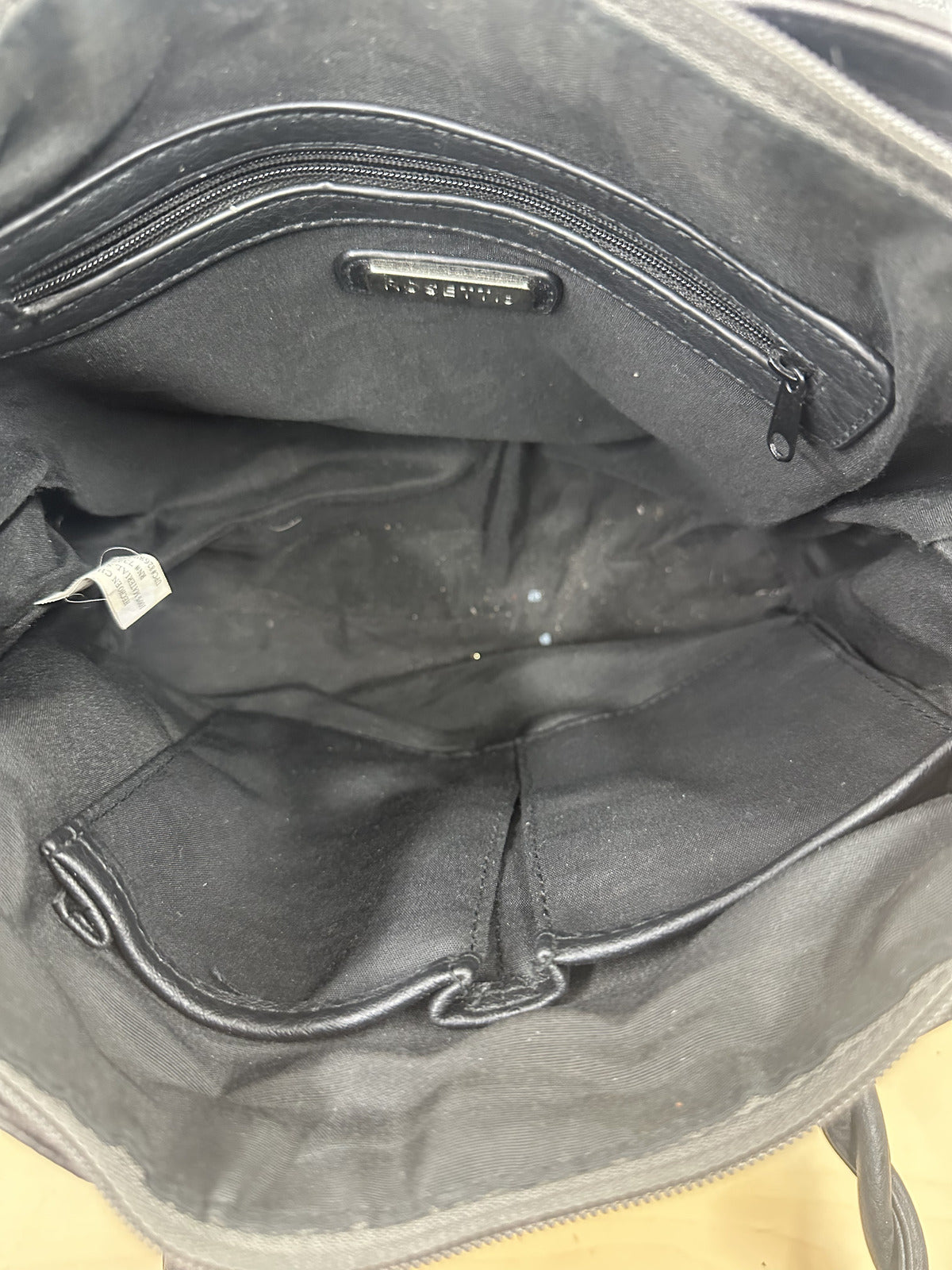 Rosetti Black Faux Leather Tote Bag with Braided Handles