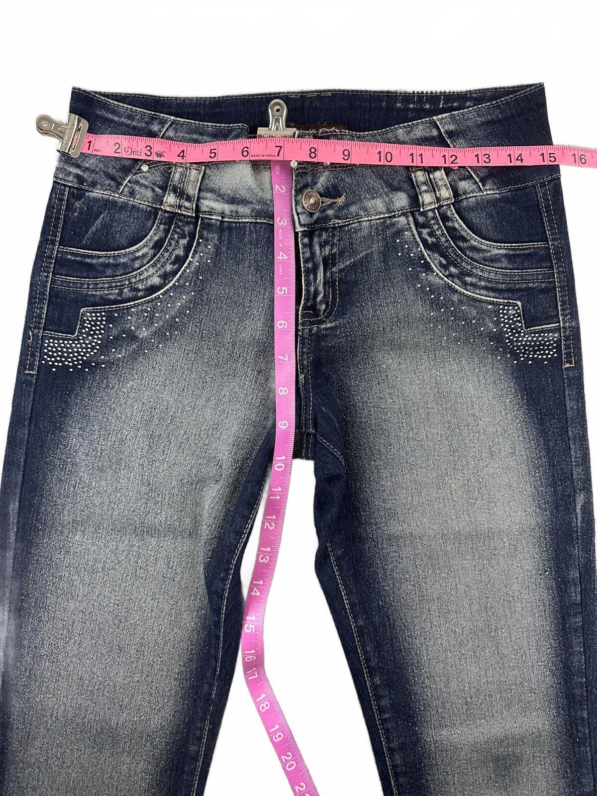ABM Jeans Dark Wash Skinny Studded Denim Jeans with Silver Accents