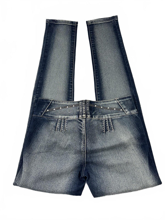 ABM Jeans Dark Wash Skinny Studded Denim Jeans with Silver Accents