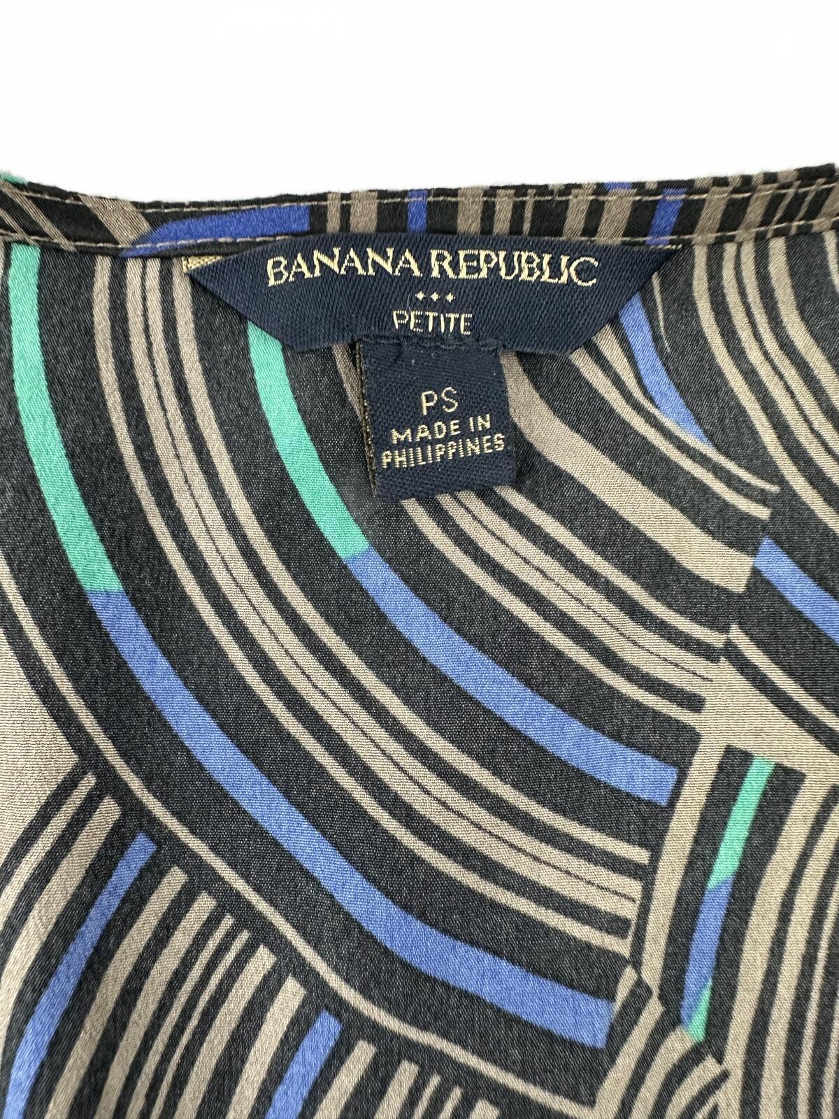 Banana Republic Retro Abstract Print Blouse in Black Blue Green