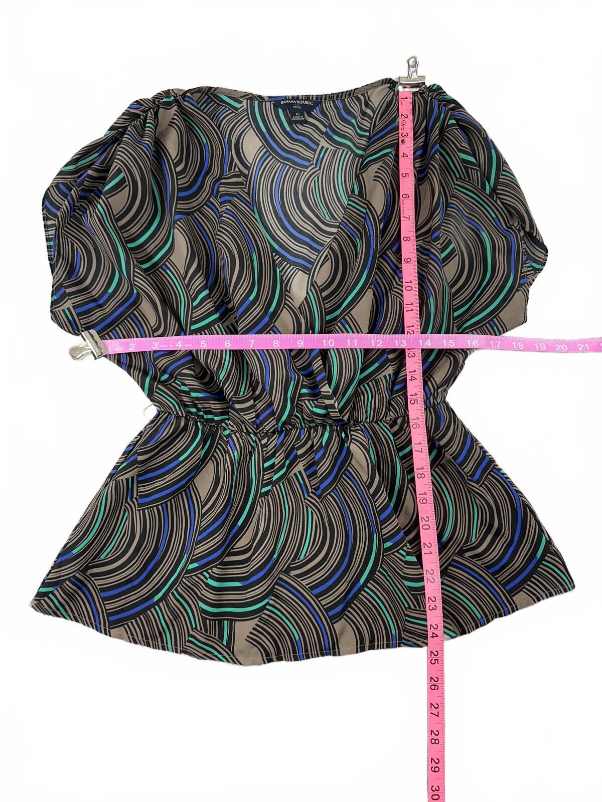 Banana Republic Retro Abstract Print Blouse in Black Blue Green