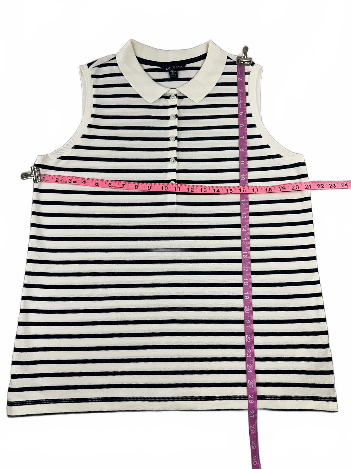 Lands' End Classic Striped Sleeveless Polo Shirt