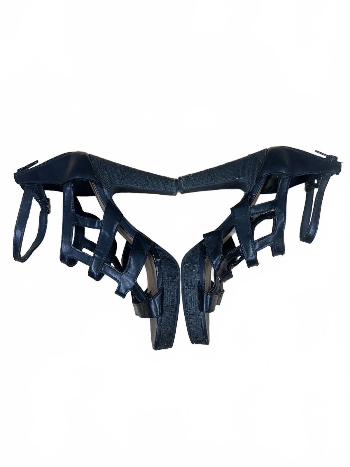 Mossimo Black Strappy High Heel Sandals Y2K Inspired Multi Strap Design