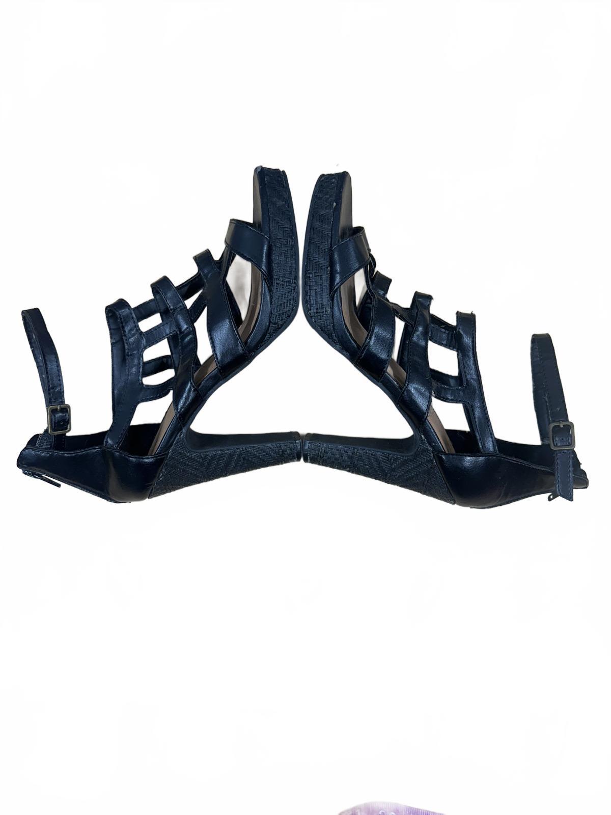 Mossimo Black Strappy High Heel Sandals Y2K Inspired Multi Strap Design