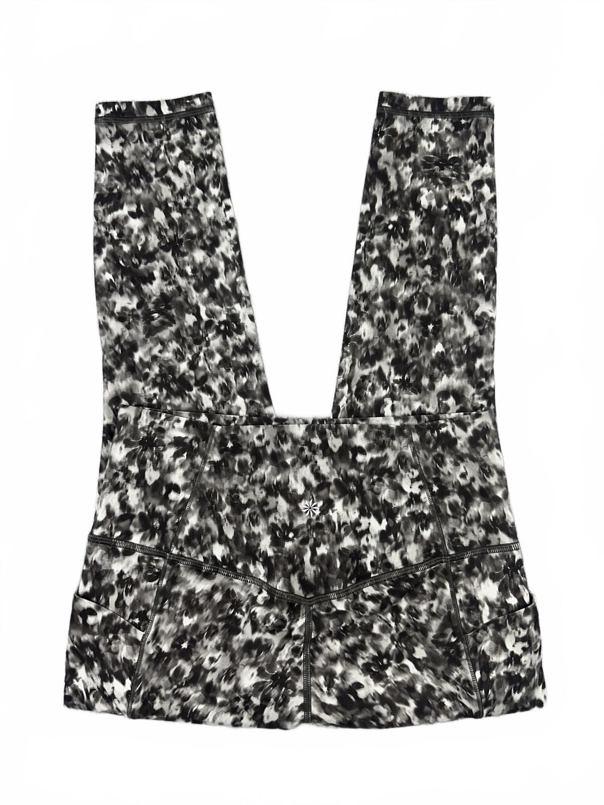 Athleta Salutation Stash 7/8 Tight Leggings Black White Abstract Print