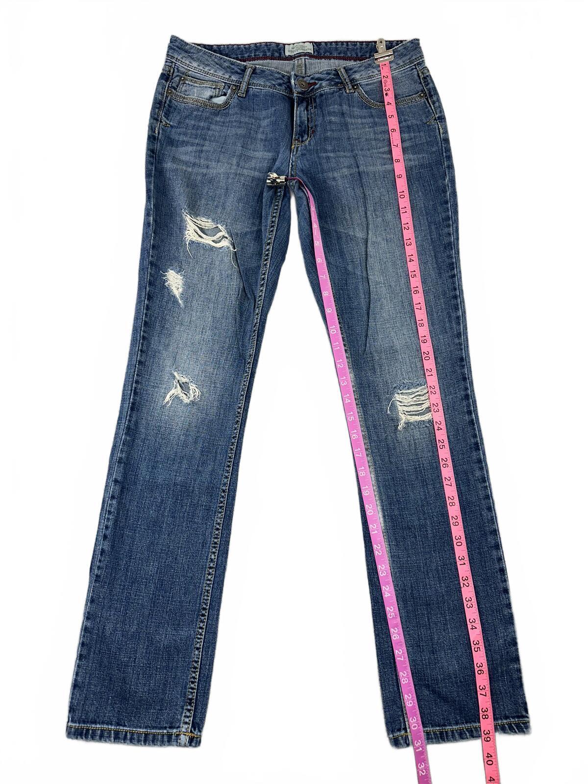 Aéropostale Vintage Distressed Bootcut Jeans Medium Wash Blue Denim