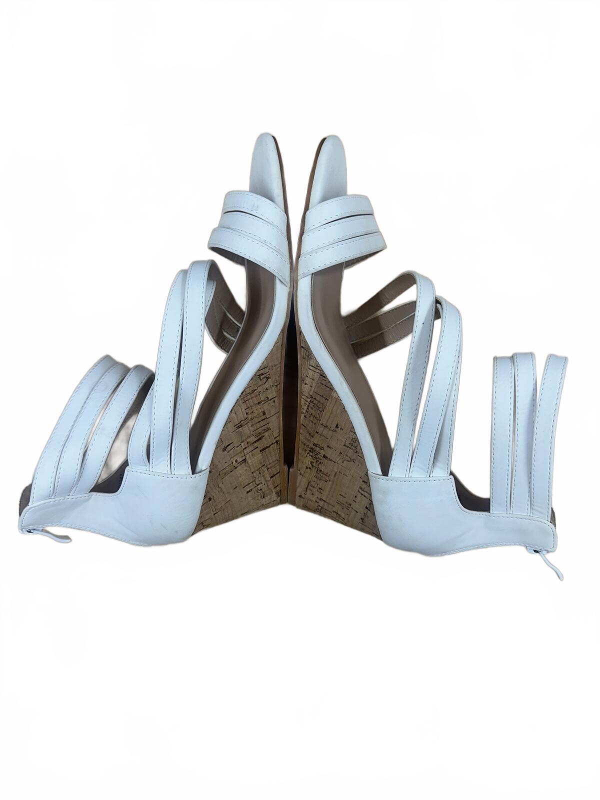 White Strappy Cork Wedge Sandals Casual Summer Minimalist Coquette