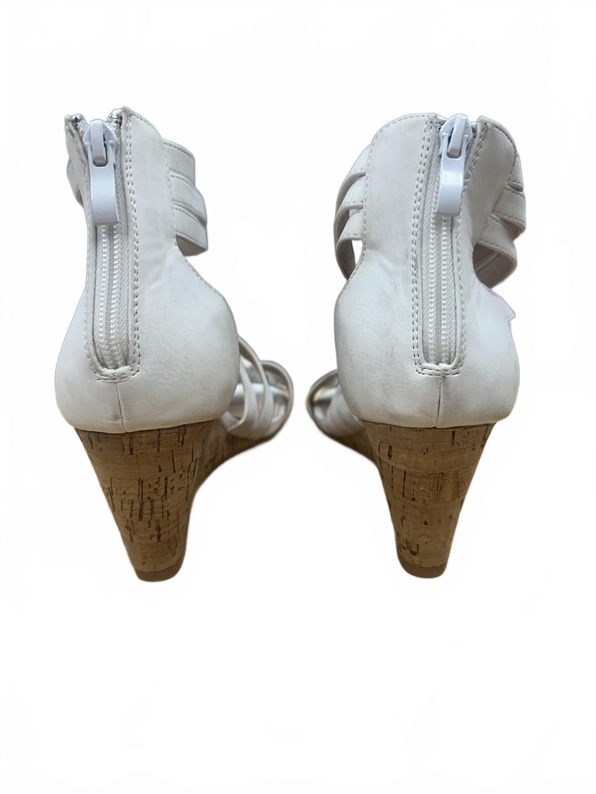 White Strappy Cork Wedge Sandals Casual Summer Minimalist Coquette