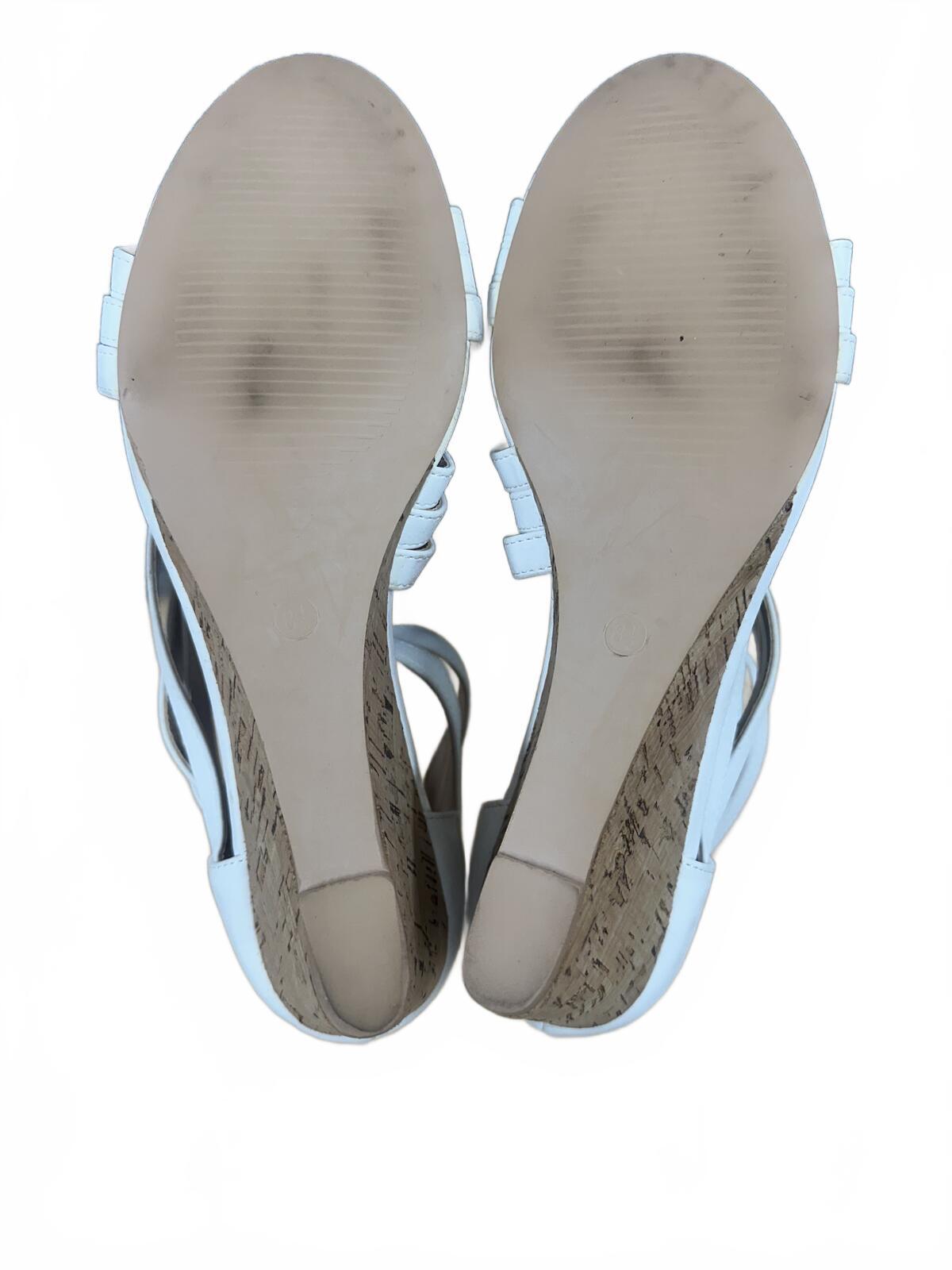 White Strappy Cork Wedge Sandals Casual Summer Minimalist Coquette