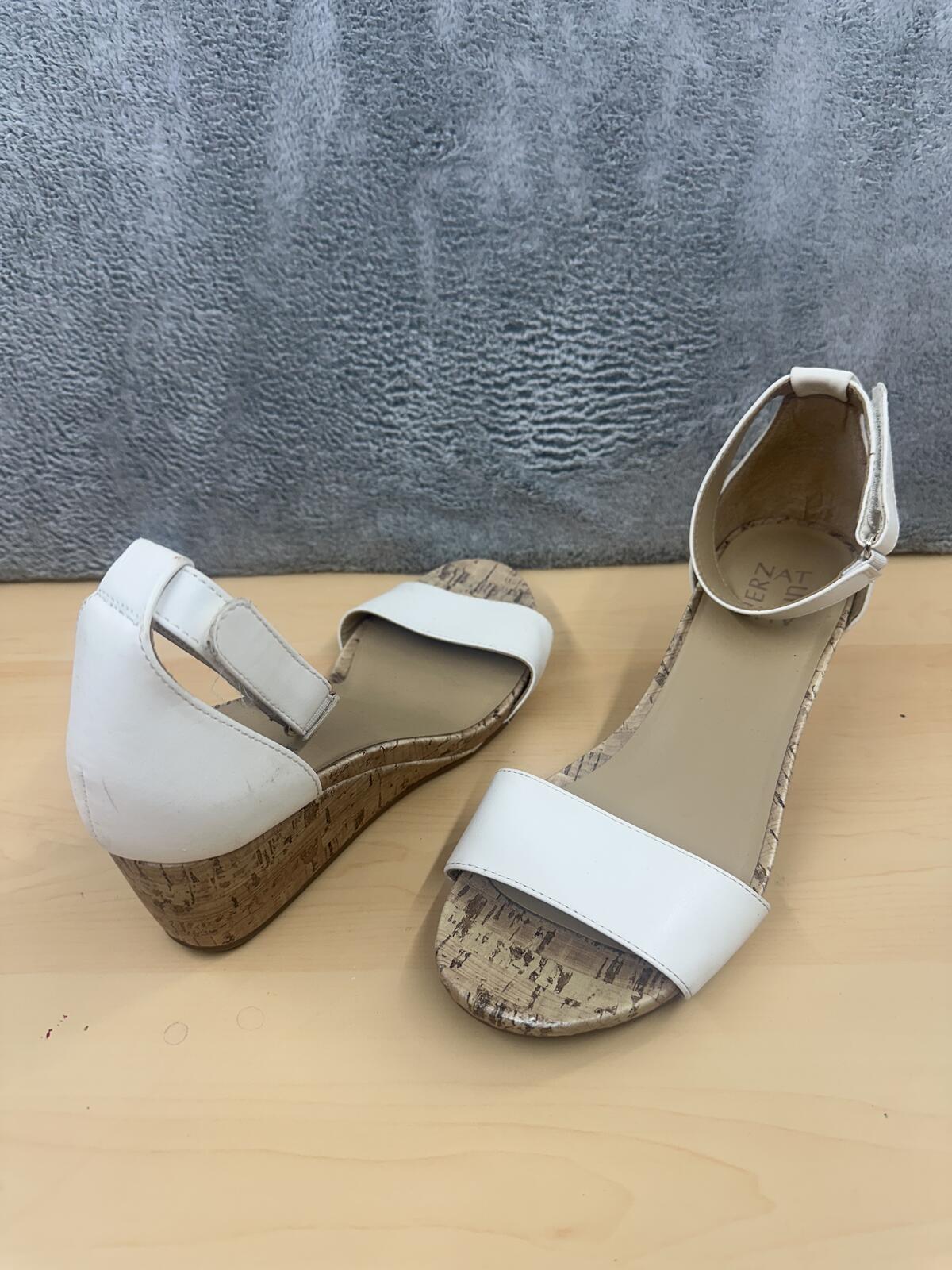 Naturalizer White Cork Wedge Sandals Bohemian Casual Summer