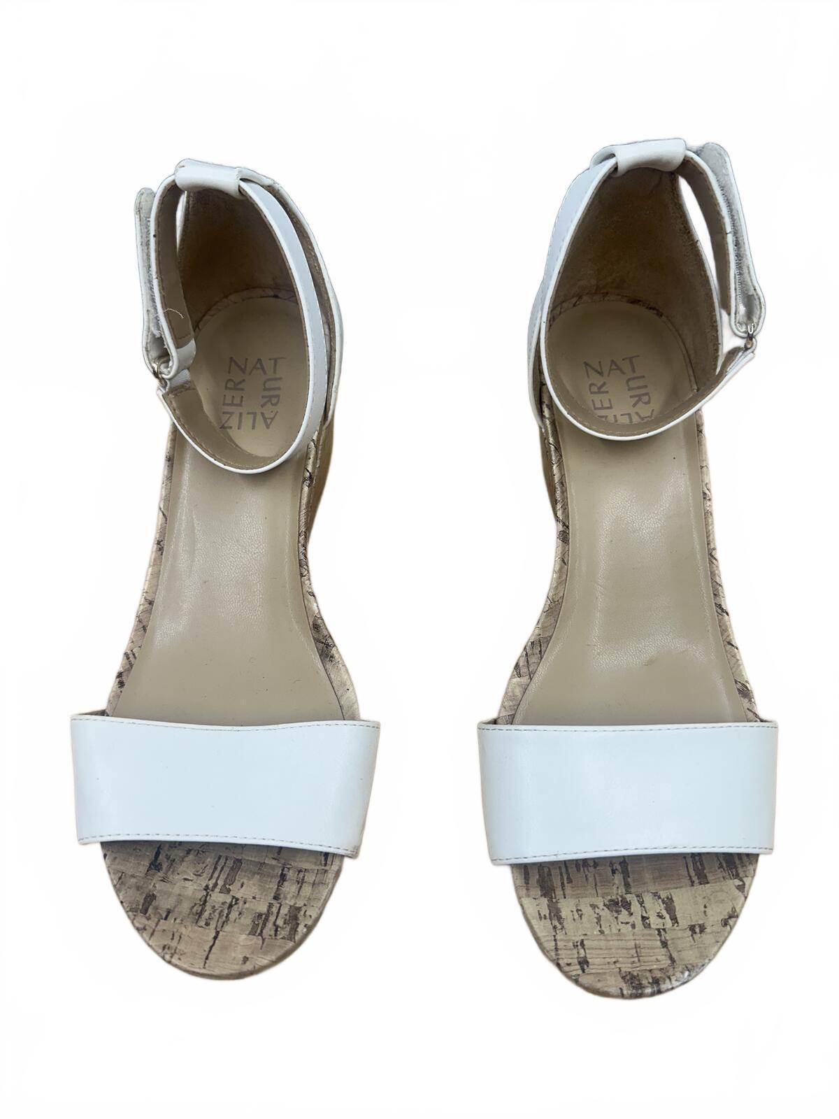 Naturalizer White Cork Wedge Sandals Bohemian Casual Summer