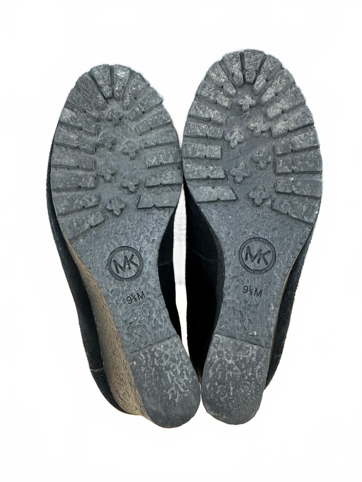 Michael Kors Black Suede Wedge Loafers Classic Vintage Preppy Office Y2K