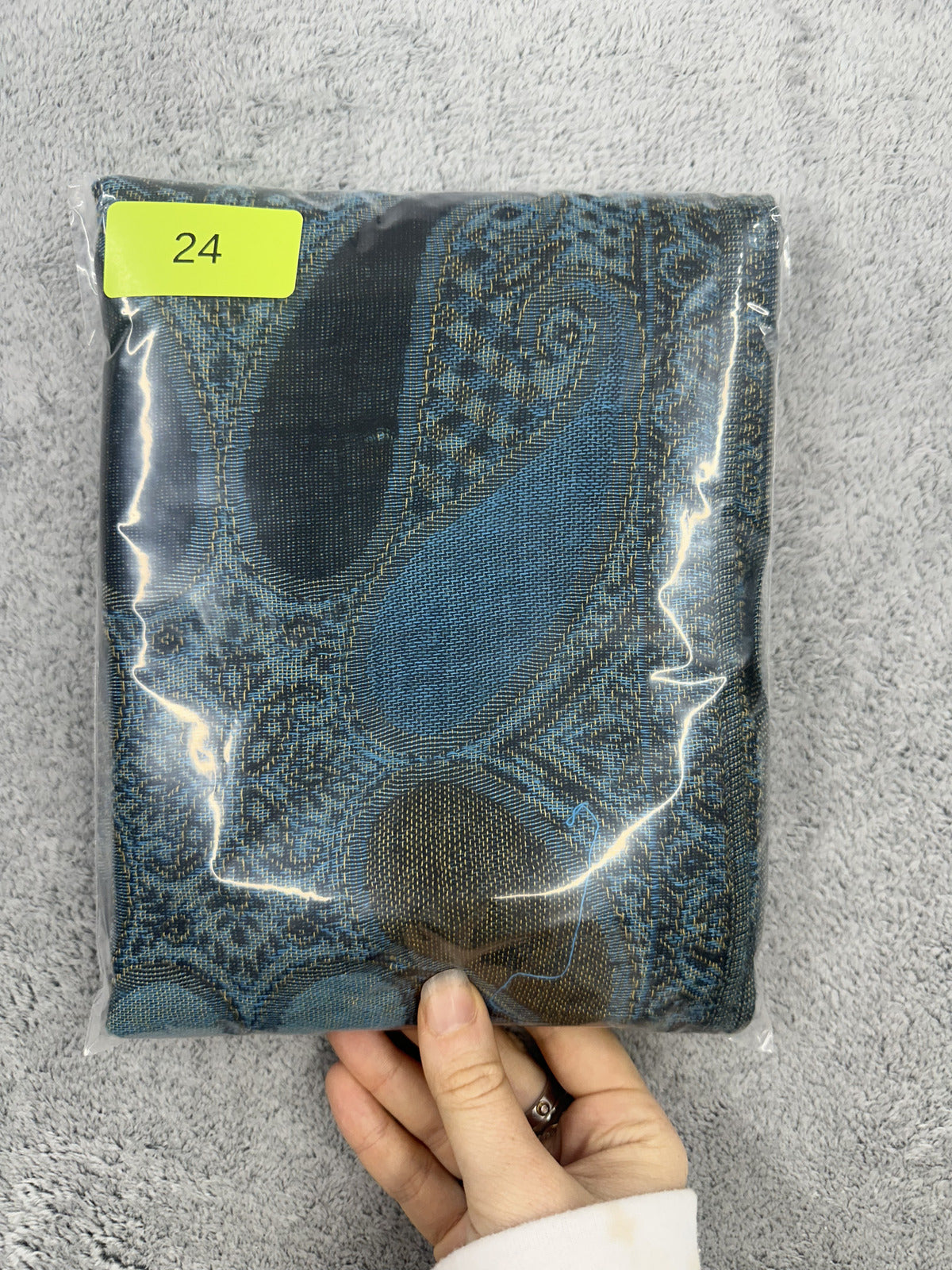 Blue Green Paisley Pashmina Silk Blend Shawl Scarf Wrap